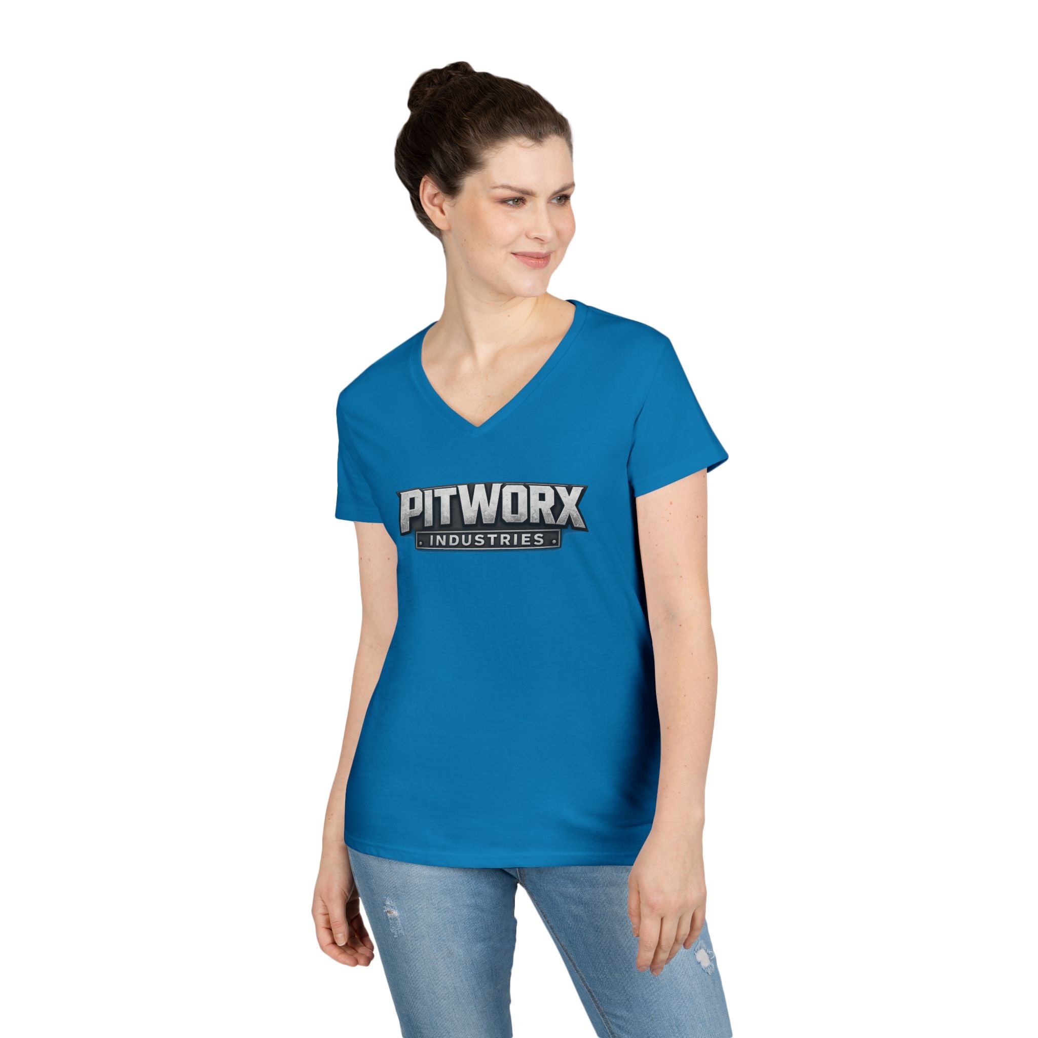 Pitworx Industries Logo Ladies' V-Neck T-Shirt