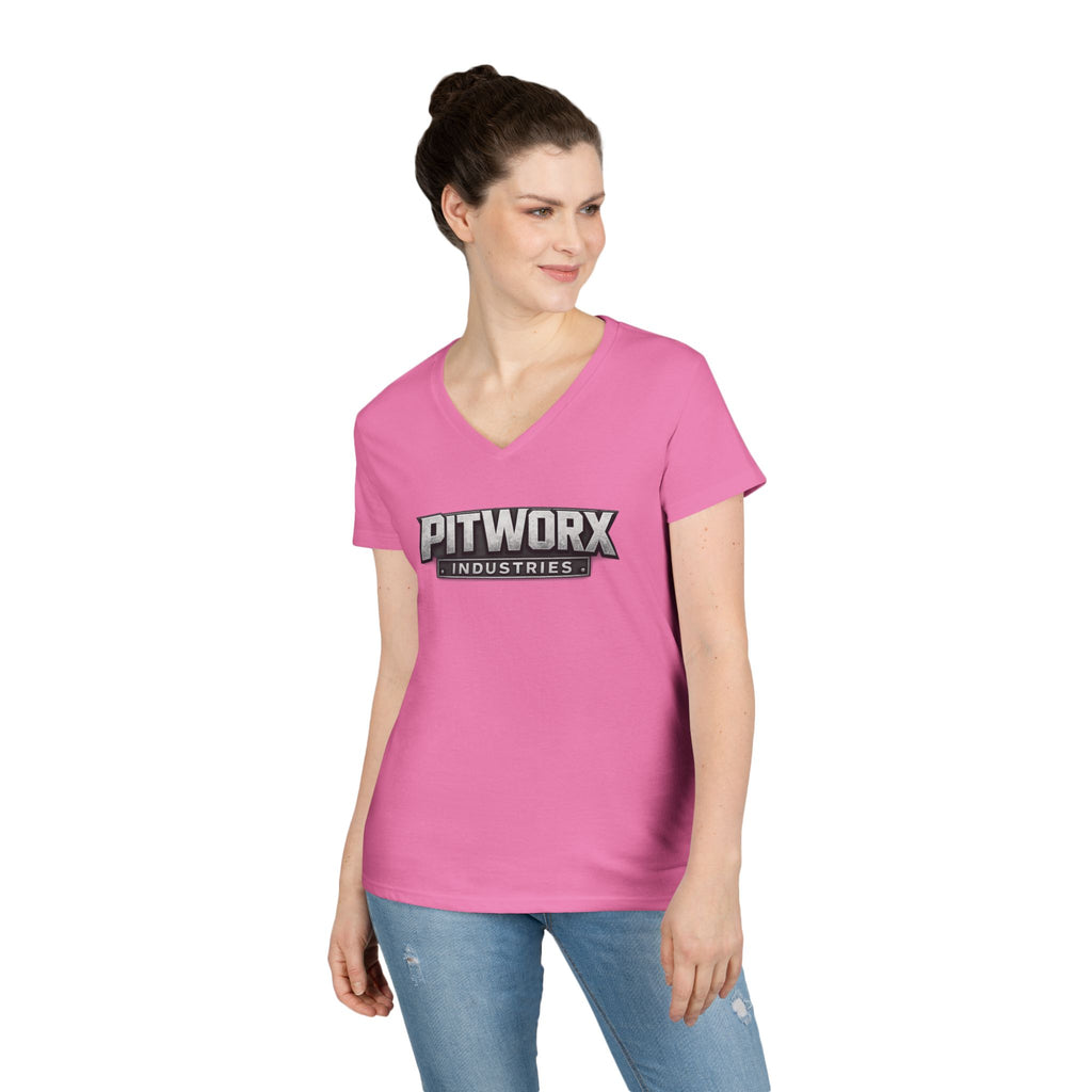 Pitworx Industries Logo Ladies' V-Neck T-Shirt