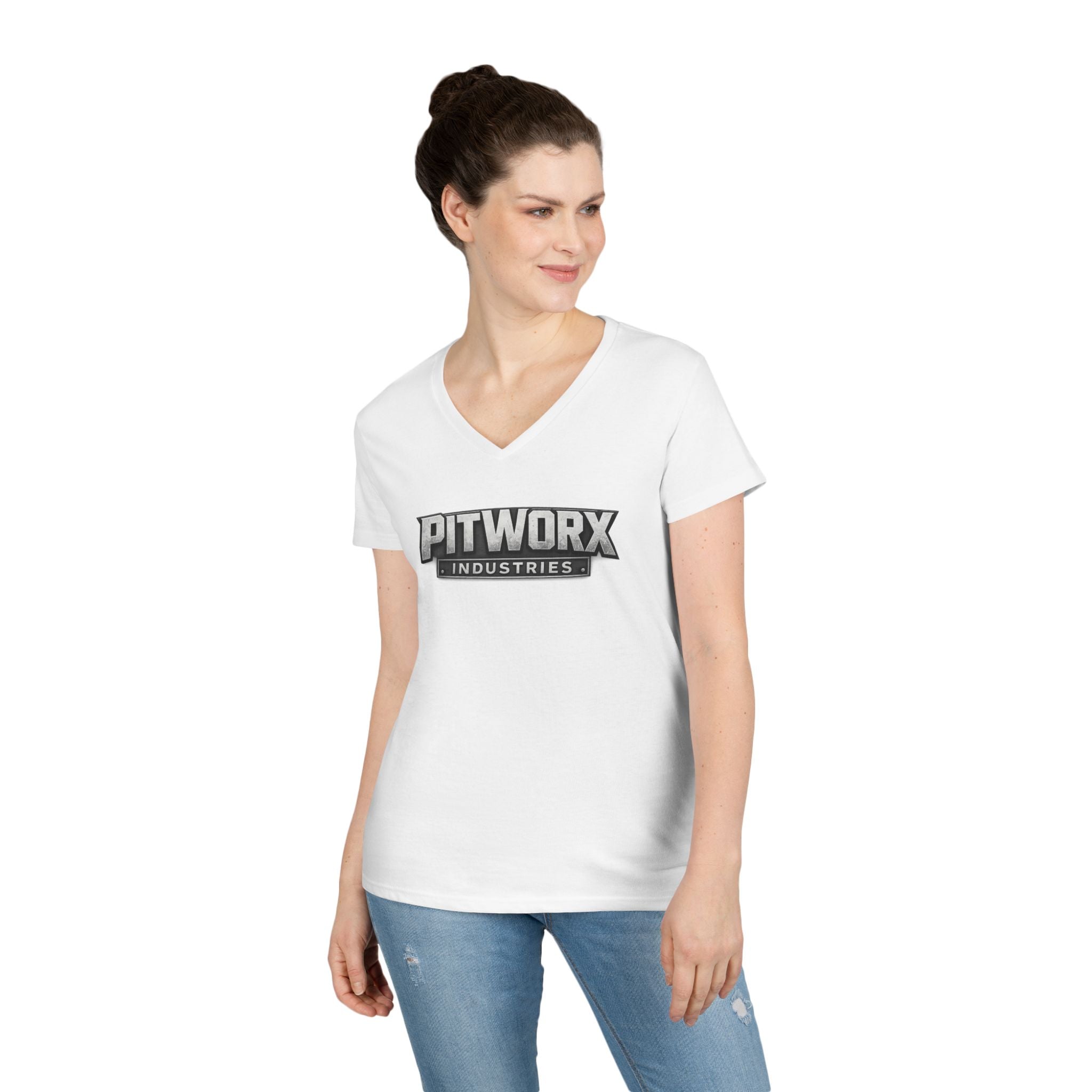 Pitworx Industries Logo Ladies' V-Neck T-Shirt
