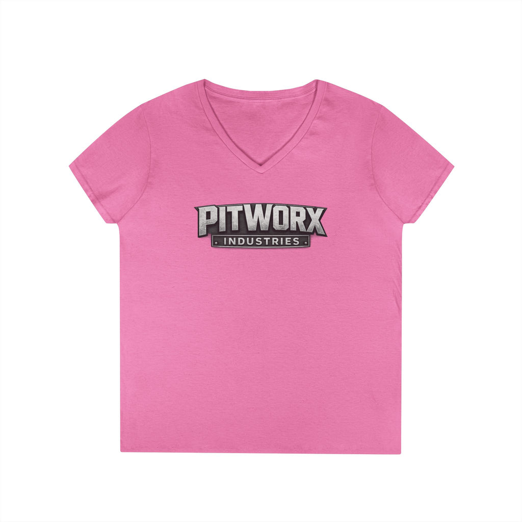 Pitworx Industries Logo Ladies' V-Neck T-Shirt
