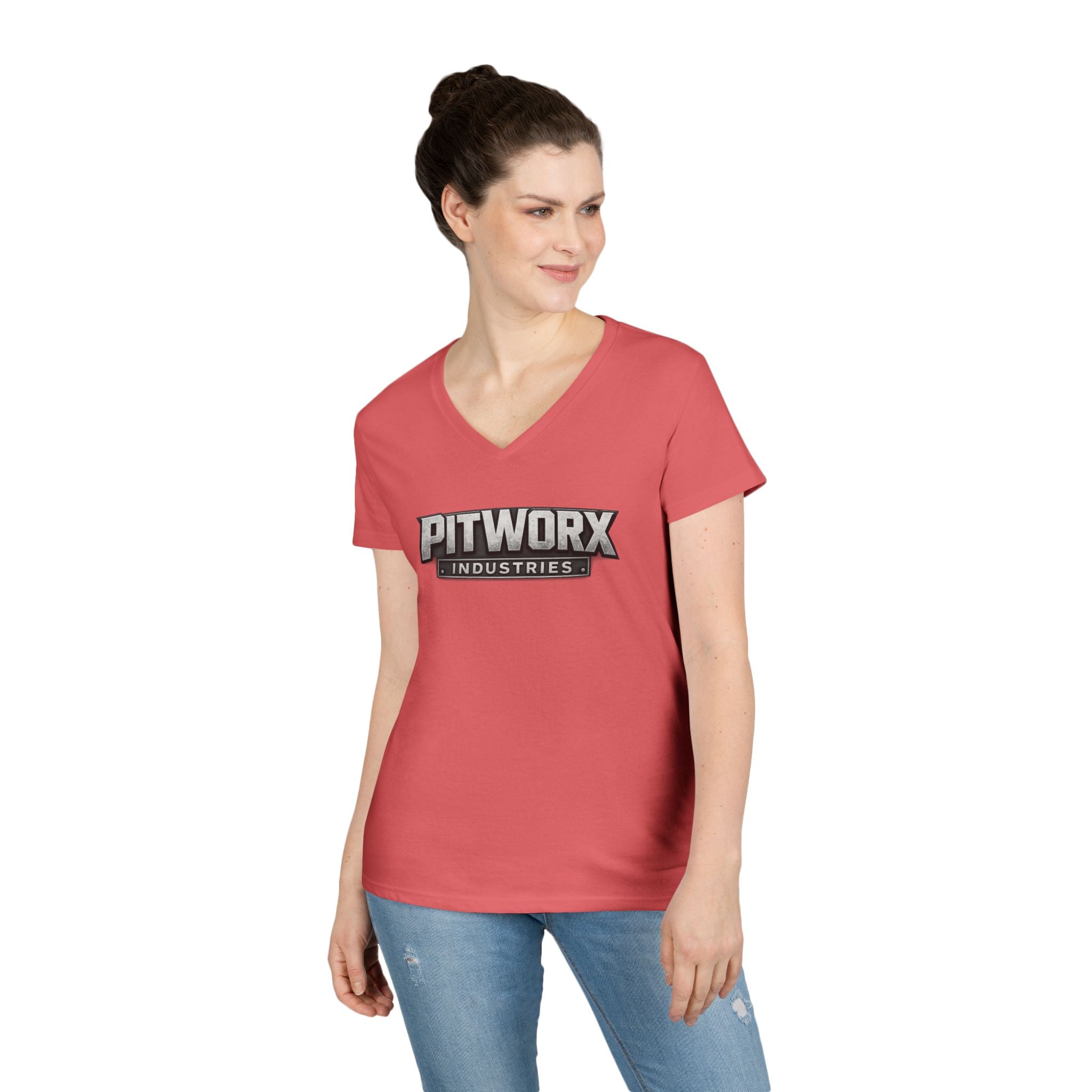 Pitworx Industries Logo Ladies' V-Neck T-Shirt