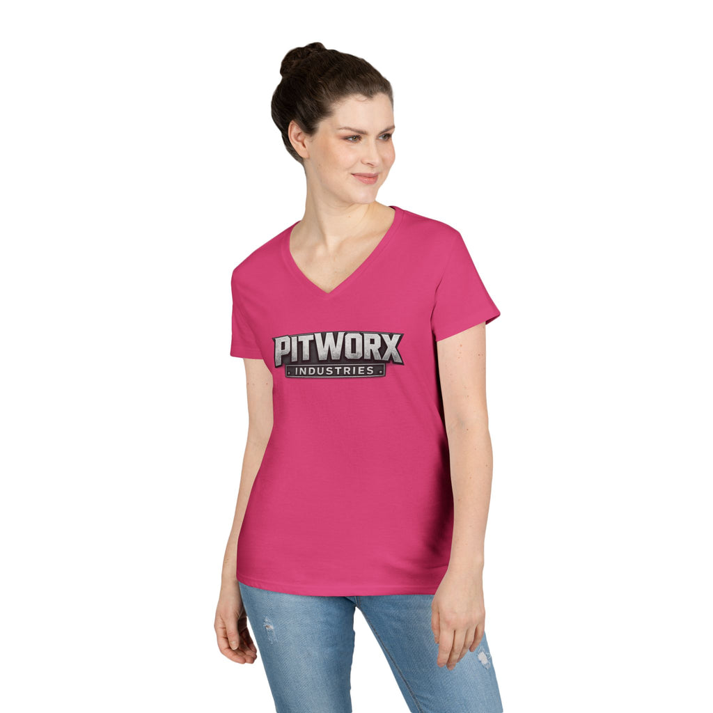 Pitworx Industries Logo Ladies' V-Neck T-Shirt
