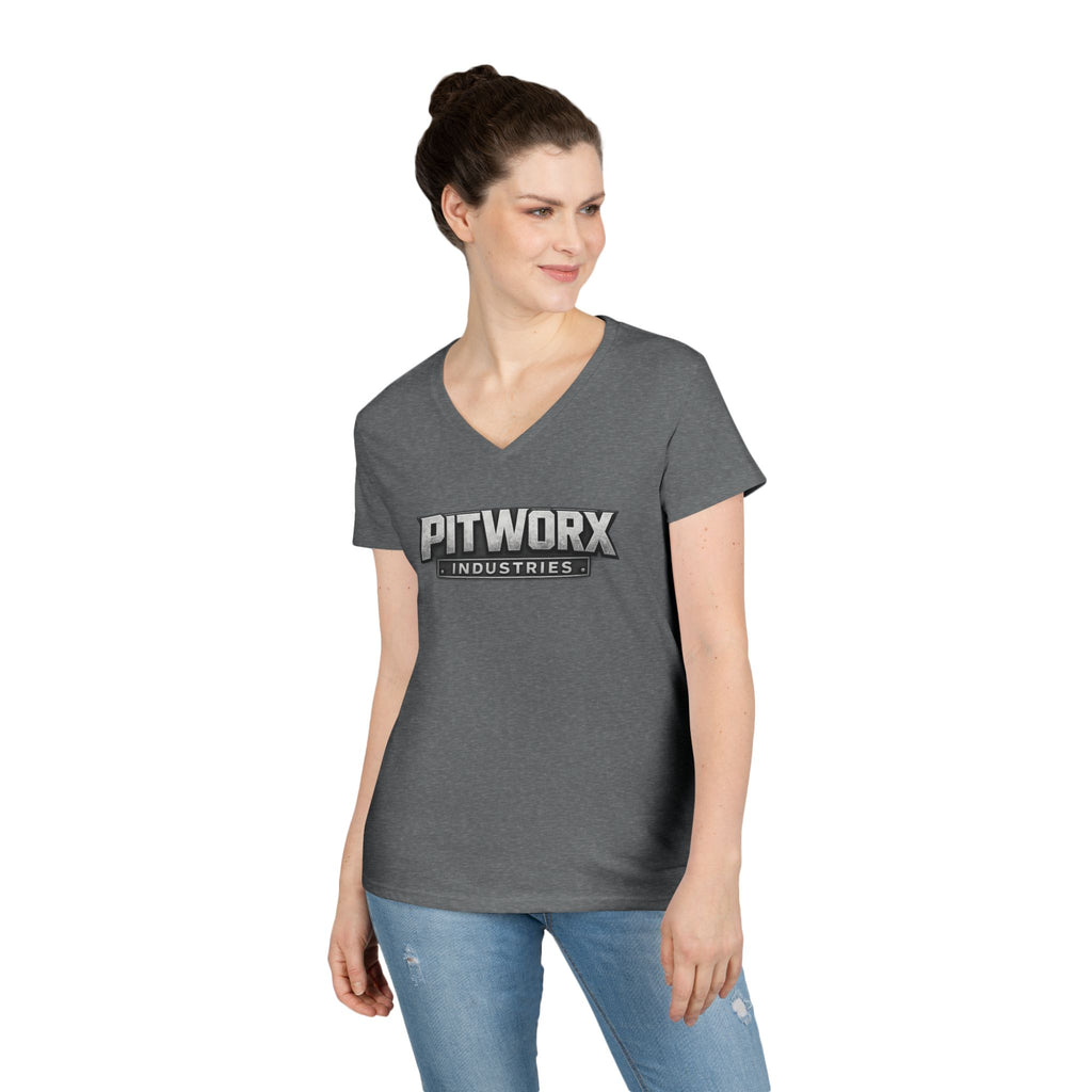 Pitworx Industries Logo Ladies' V-Neck T-Shirt