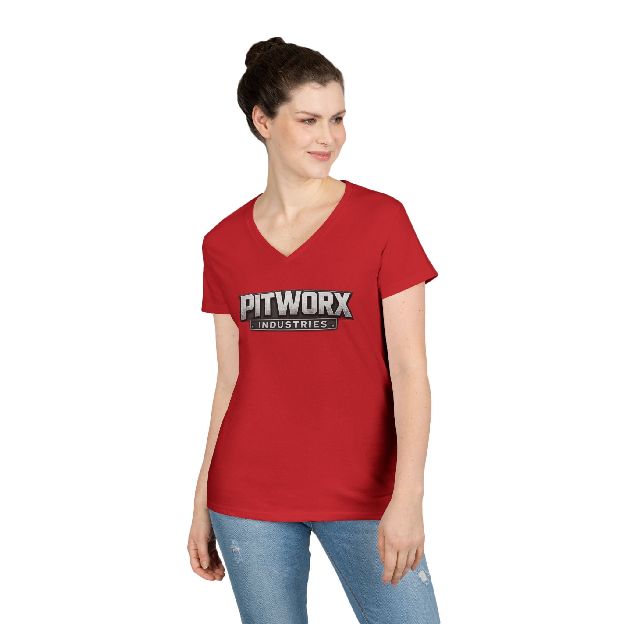 Pitworx Industries Logo Ladies' V-Neck T-Shirt