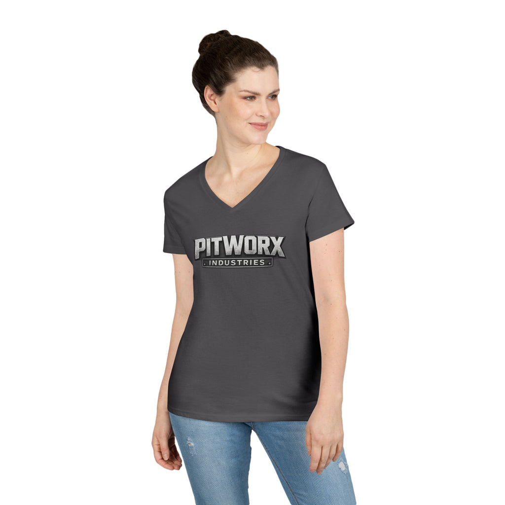 Pitworx Industries Logo Ladies' V-Neck T-Shirt