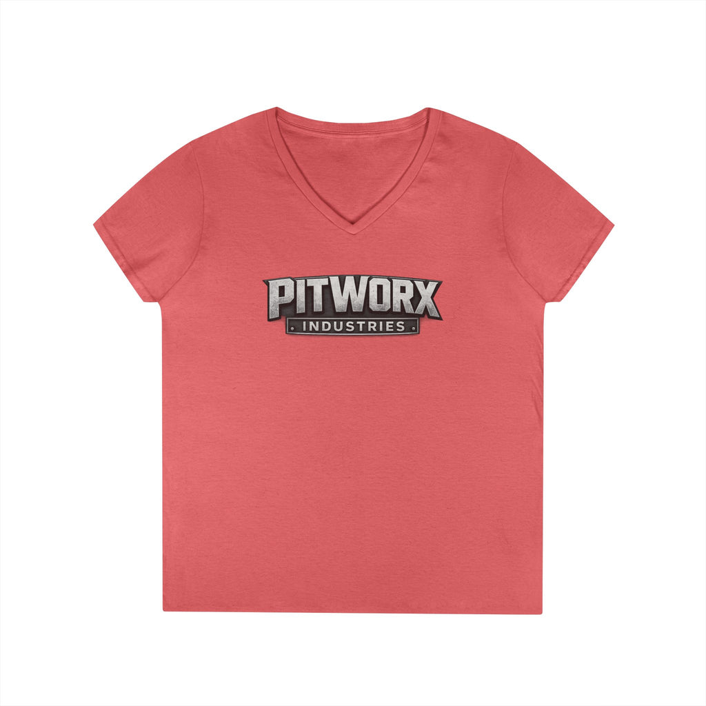 Pitworx Industries Logo Ladies' V-Neck T-Shirt