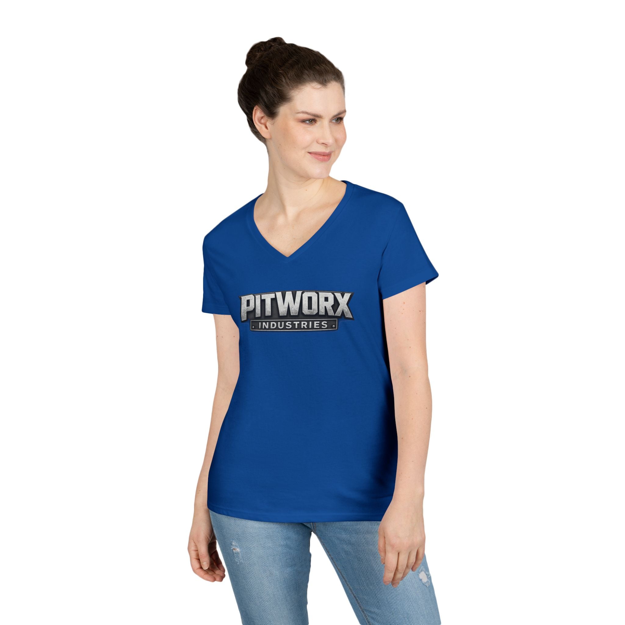 Pitworx Industries Logo Ladies' V-Neck T-Shirt